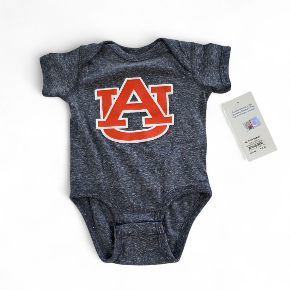 NWT Auburn University Tigers Infant Bodysuit  Navy Heather  Little King 6 Months
